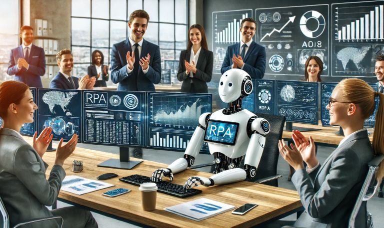 imagem de pessoas interagindo com um robô