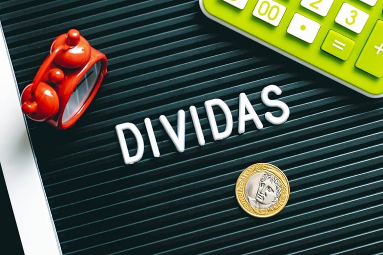 imagem de um texto escrito a palavra dívida.