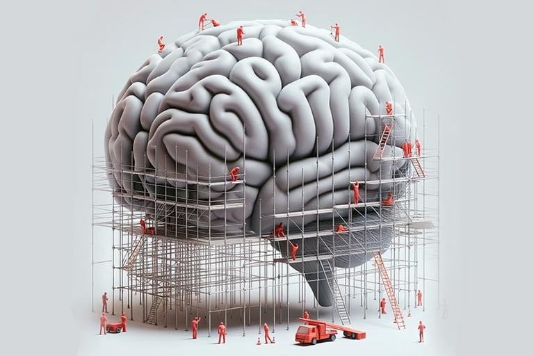 imagem de um desenho de um celebro em construção