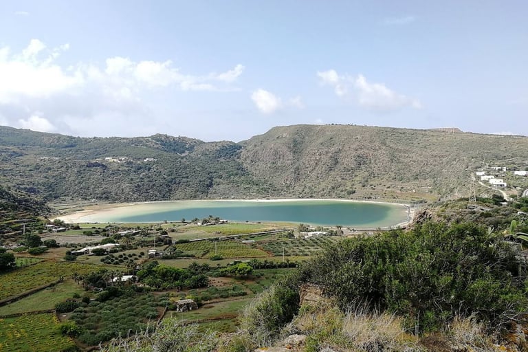 Lake Specchio di Venere in Pantelleria, volcanic basin with thermal waters and natural landscape