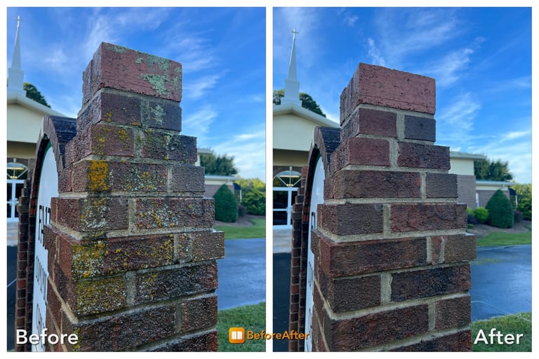 before and after photo of pressure washing in Centerville, Ohio