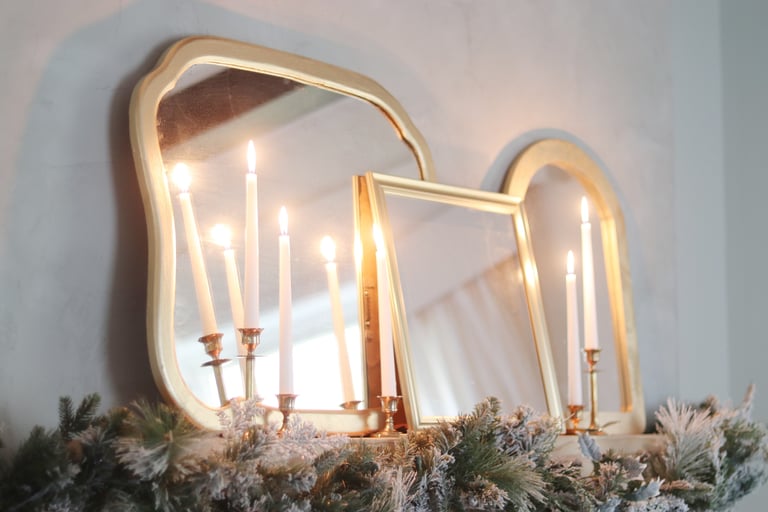 candles with mirrors behind to reflect light
