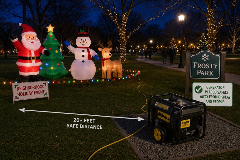 holiday inflatables powered by a properly positioned generator