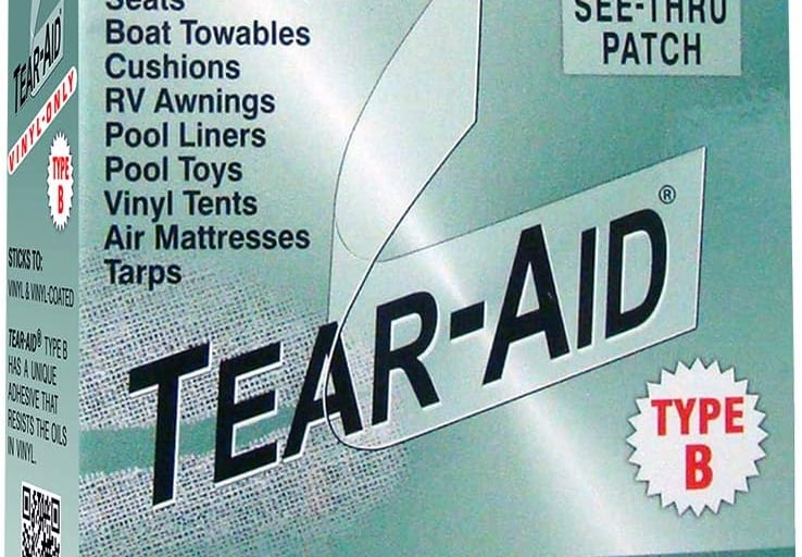 TEAR-AID Vinyl Repair Kit, Type B Clear Patch for Vinyl-Coated Materials, Works on Tents, Awnings, A