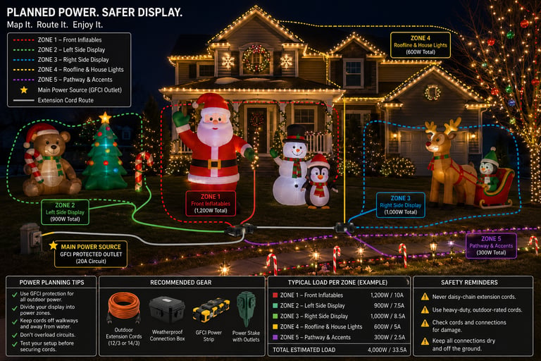 well planned electrical layout for inflatable display