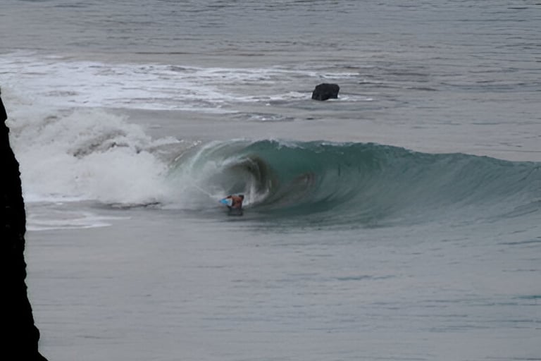 perfect left been ridden by a bodyboarder