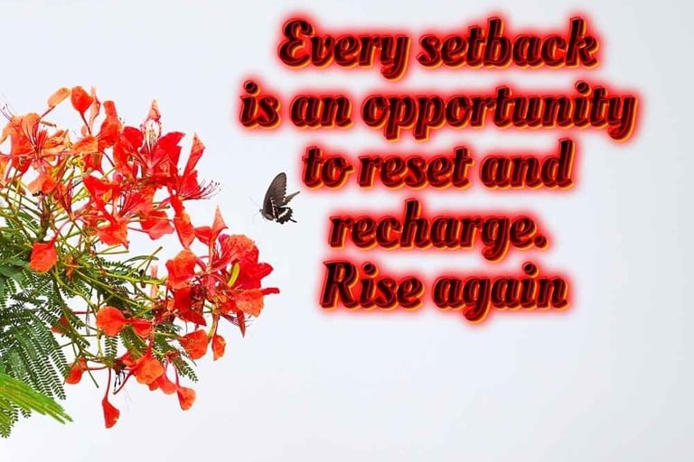 Every setback is an opportunity to reset and recharge. Rise again