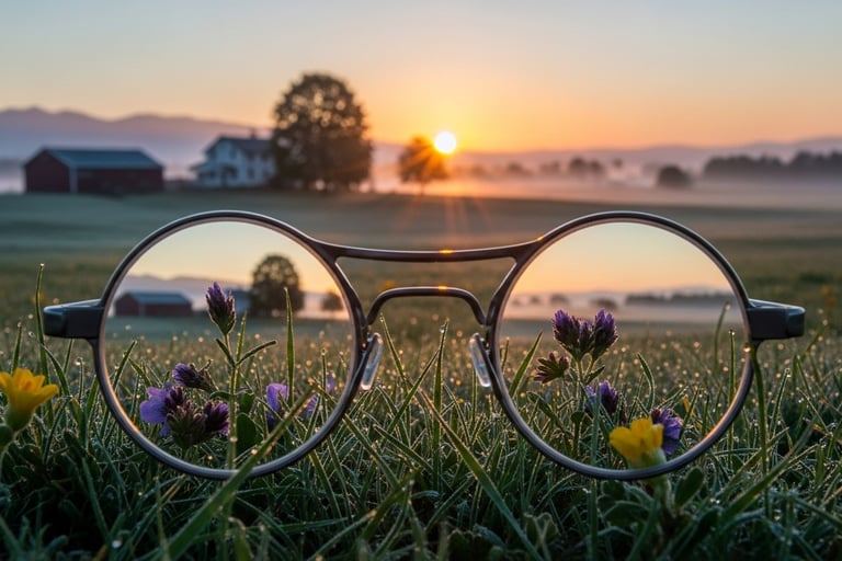 : Nítido no primeiro plano, progressivamente mais borrado à medida que a distância aumenta.