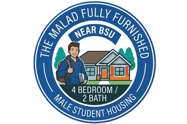 "Fully furnished 4-bedroom male student housing rental near Boise State University (BSU)."