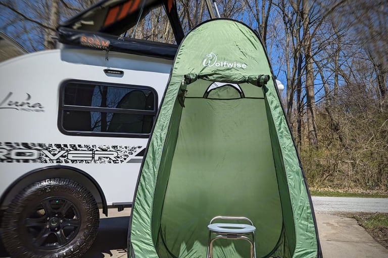 Overland Tonight Camper Trailer Rental with outside shower and toilet