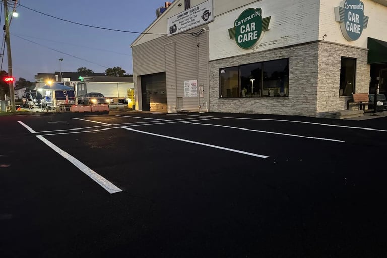 fresh sealcoated parking lot in Alexandria, VA