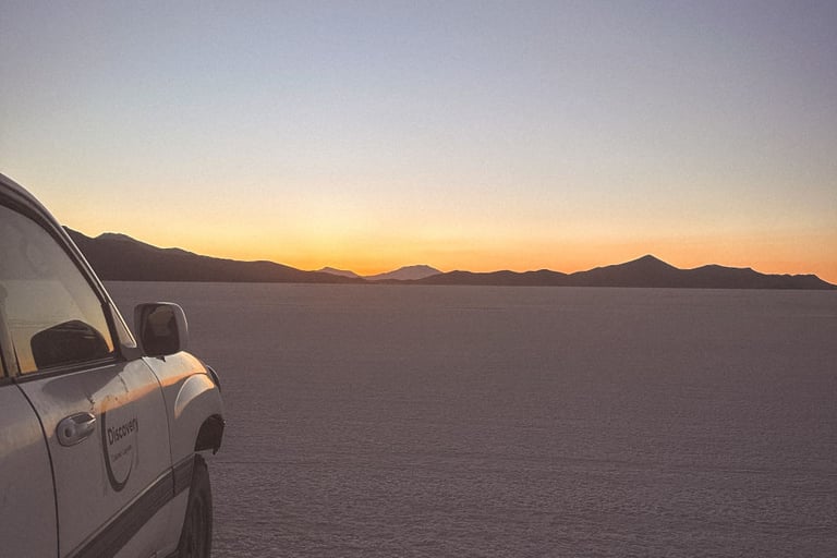 Car in Salar e Uyuni, Bolivia, South America