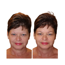 Powder brows providing gentle definition for sparse eyebrows
