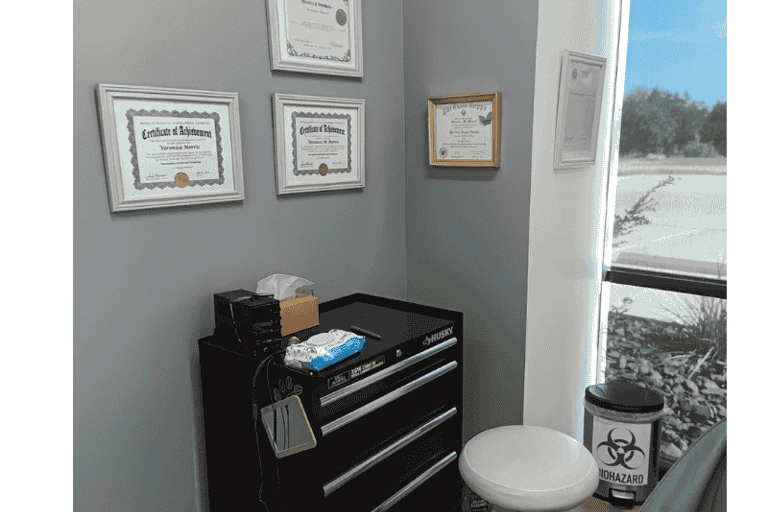 Clean, modern workspace prepared for permanent makeup procedures