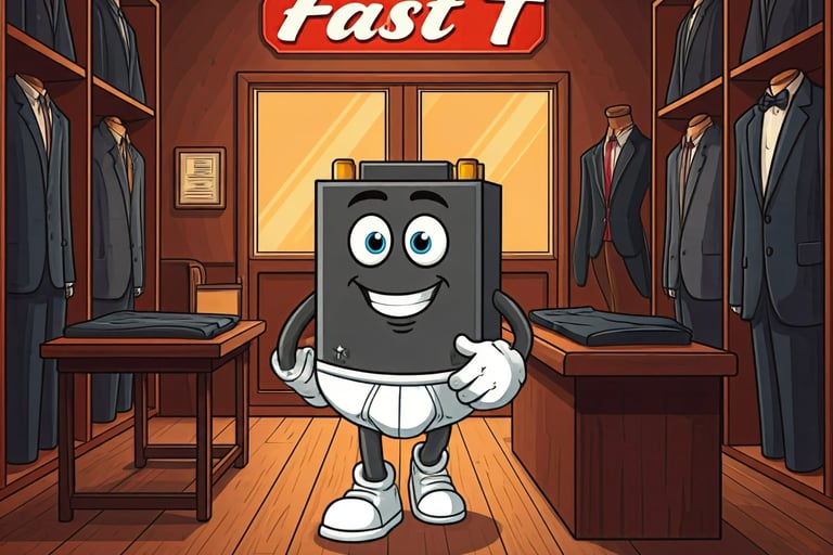 battery man being fitted at Fast T's