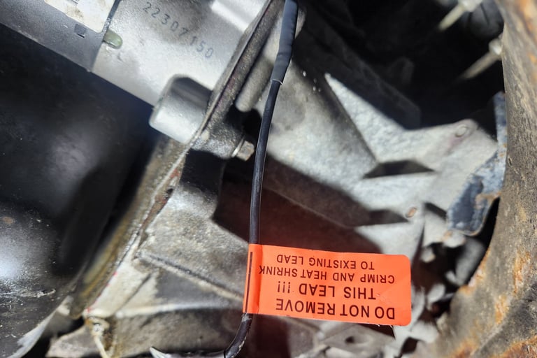 Fast T's Starter Technician crimped a new fusible link onto this starter motor that was installed on a Forg Taurus in Ankeny 