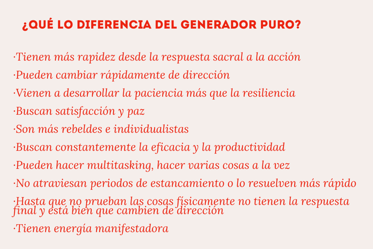Qué diferencia el generador manifestante del generador puro