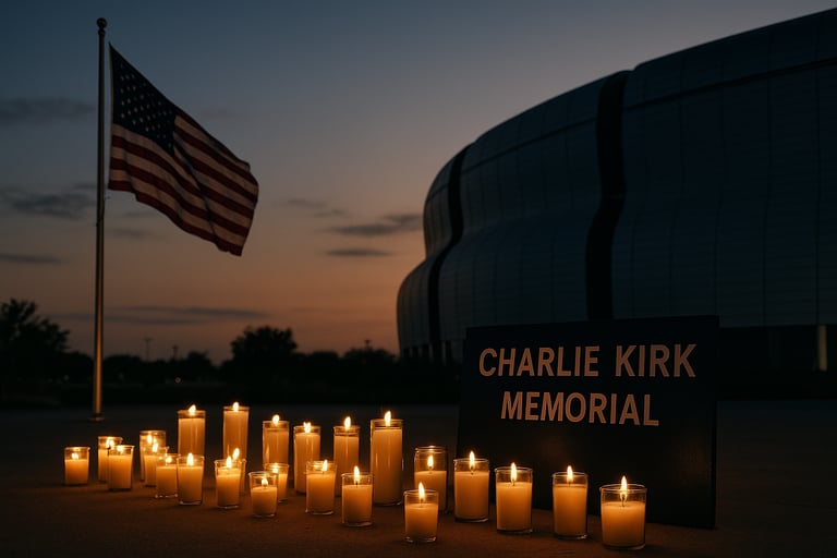 candlelight vigil outside the Charlie Kirk memorial service in Phoenix, Arizona