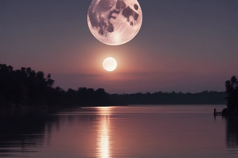 beautifu image of a full moon over the water