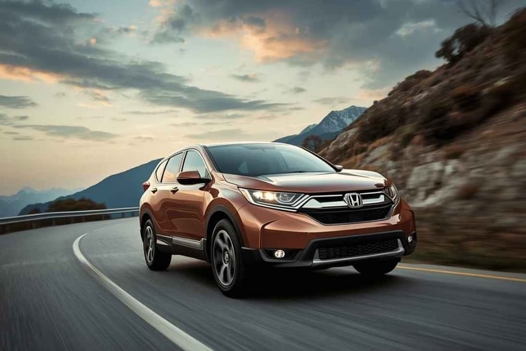 Honda CR-V em um estranda representado um carro confortável para a família.