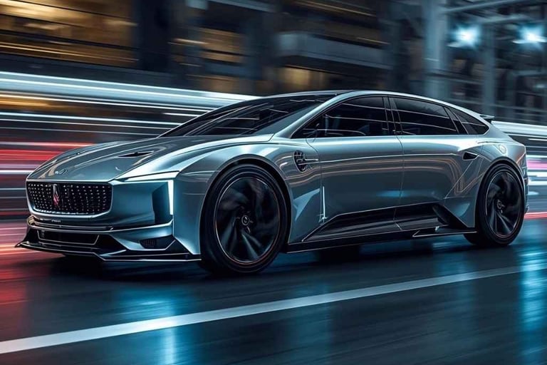 carro futurístico moderno representando o investimento das montadoras em carros híbrido plug-in.