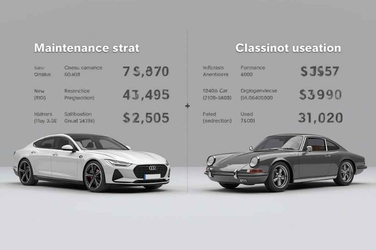Ilustração de custos anuais de manutenção, seguro e desvalorização entre carro novo e seminovo.