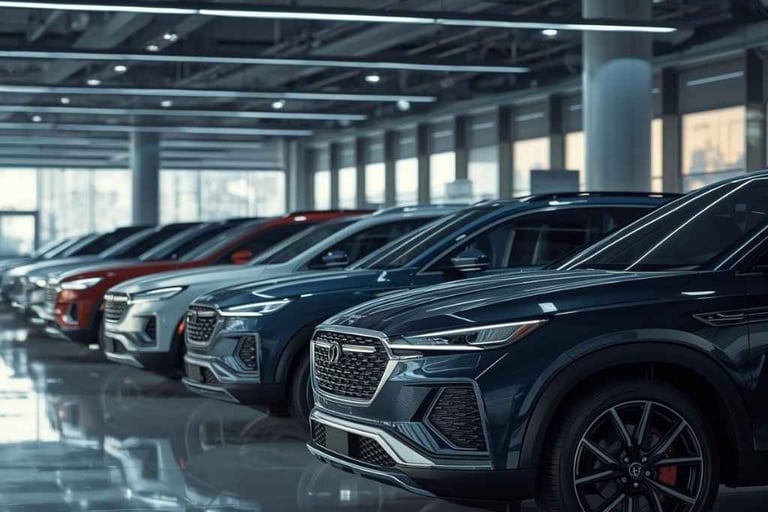SUVs compactos e médios alinhados em concessionária, destacando a preferência do mercado para 2026.