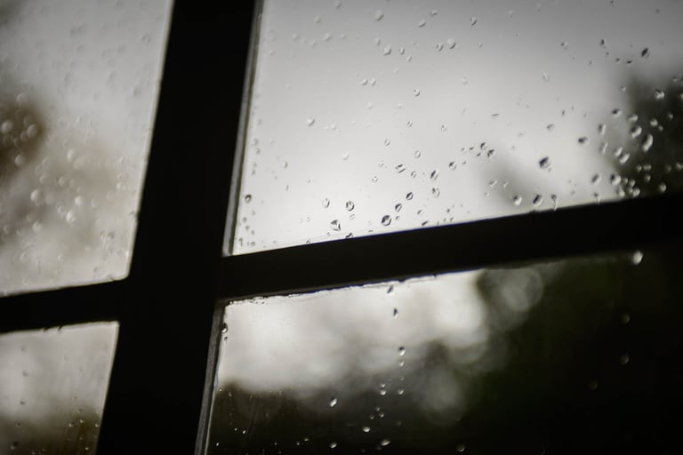 A picture with a rain droplets on the glass. Author: Slawek Dejneka