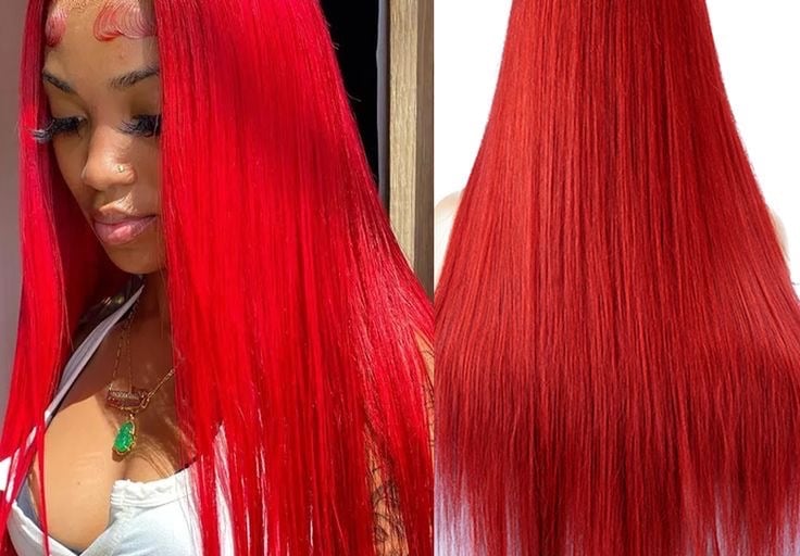 Premium grey straight lace front wig, 100% human hair, silky long style with 13x4 transparent lace