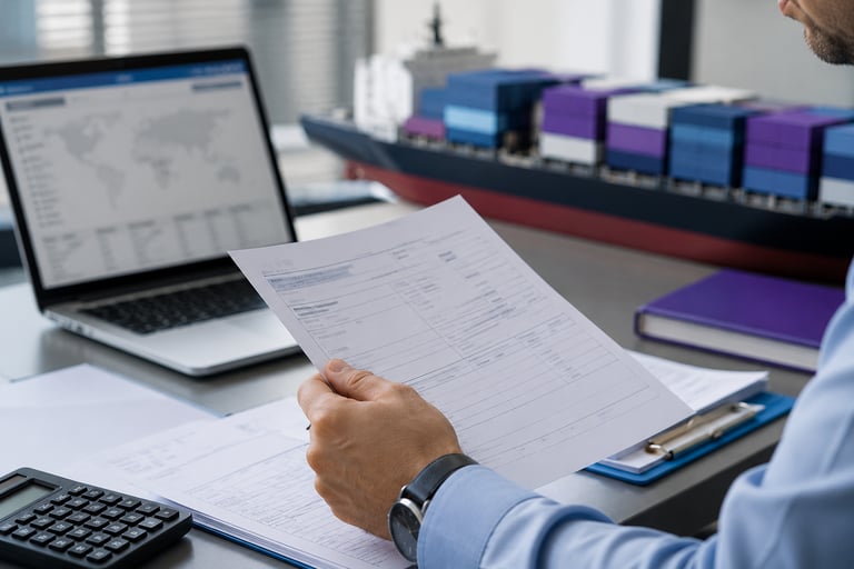 Bill of Lading para una mudanza internacional revisado por un profesional logístico.