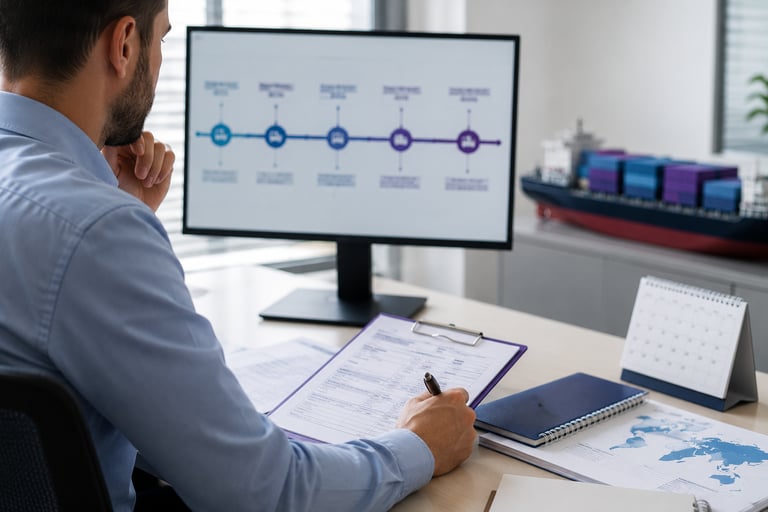 Seguimiento del proceso de emisión de un Bill of Lading para una mudanza internacional.