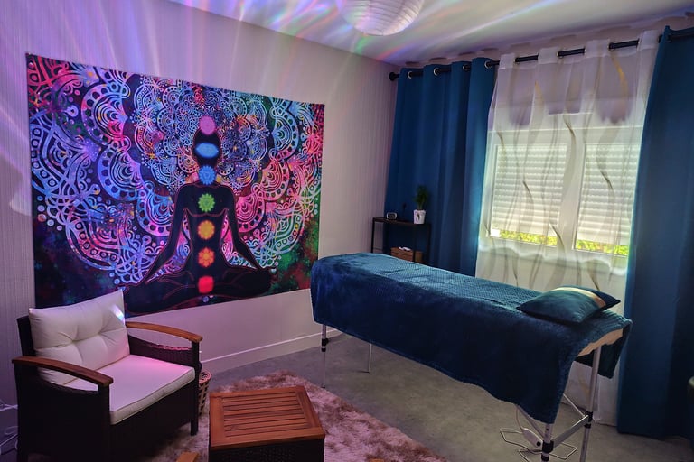 Cabinet de soins énergétiques à Désertines près de Montluçon, ambiance calme et apaisante.