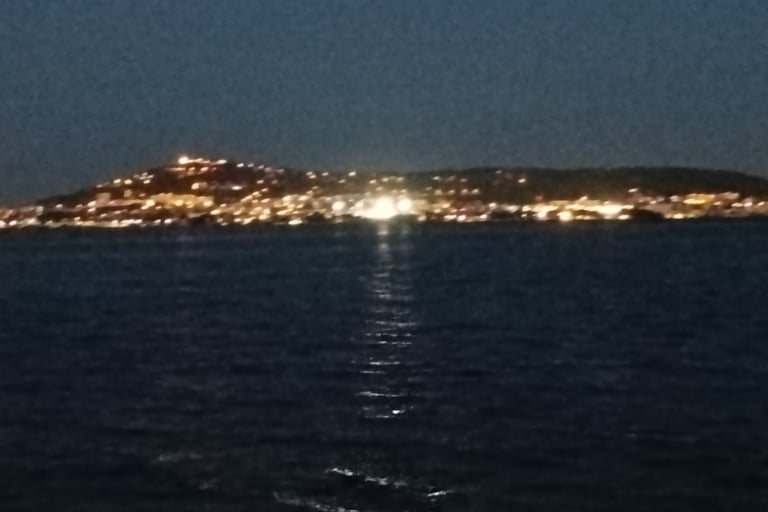 Lights shine from Mont St Clair, Sète