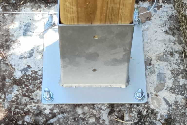 Post holders bolted to the ground