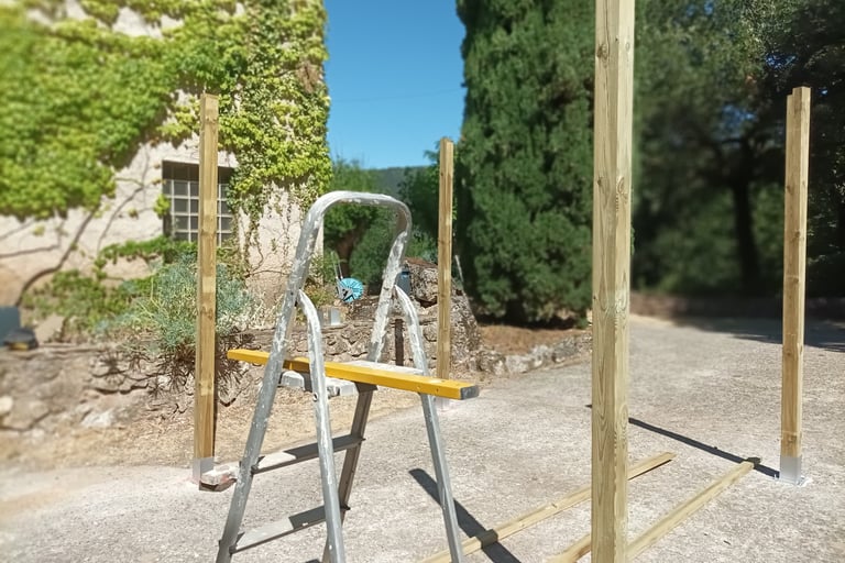 Uprights in place