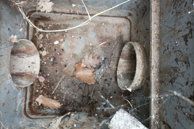 Barely a dribble in the inspection chamber of our source.