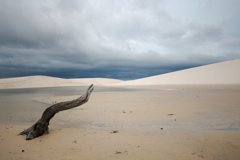Paysage de sable et de lagunes dans  les lençois dans le Maranhao au Brésil
