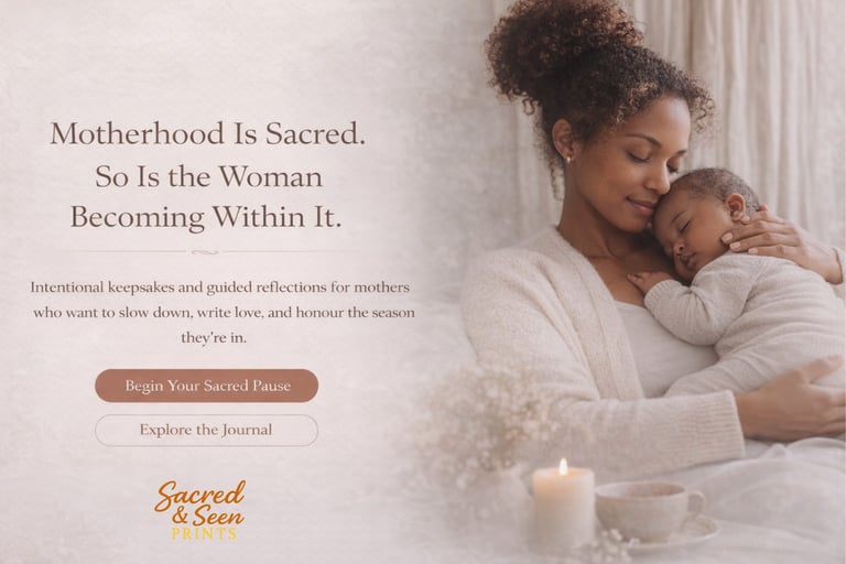 A mother holding her sleeping baby during a sacred pause, promoting guided reflection journals for motherhood.
