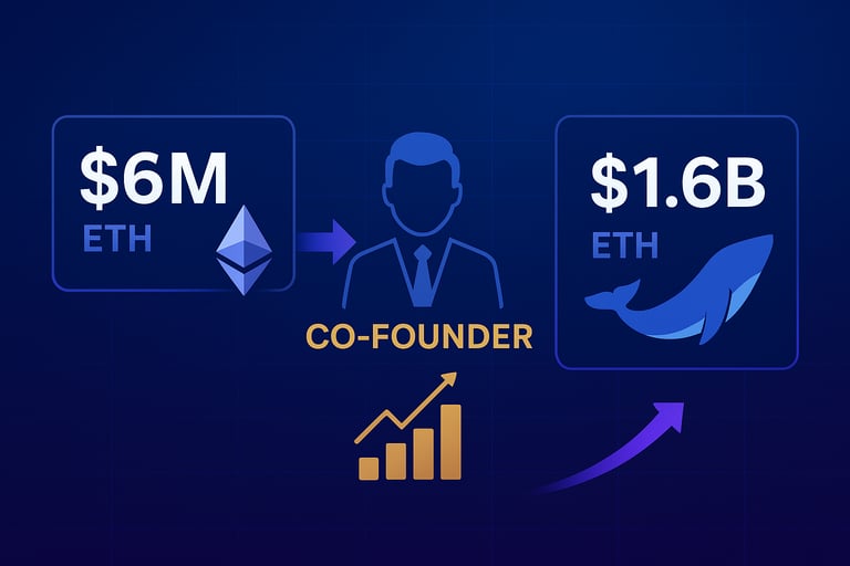 Infografía sobre Ethereum que compara la transferencia de 6 millones de dólares realizada por un cofundador con las compras m