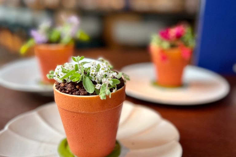 a dessert that looks like a flower pot but is all edible by Paola Marocchi