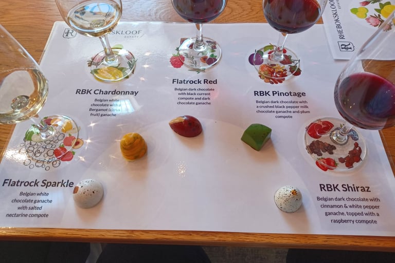 Wine classes and chocolates on a table