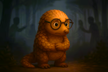 pangolin triste dans la forêt