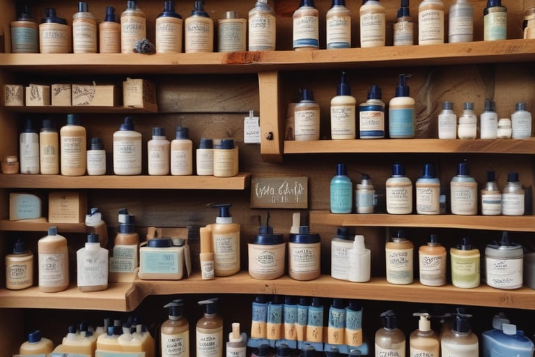 an image of a store filled with unnatural skincare products 
