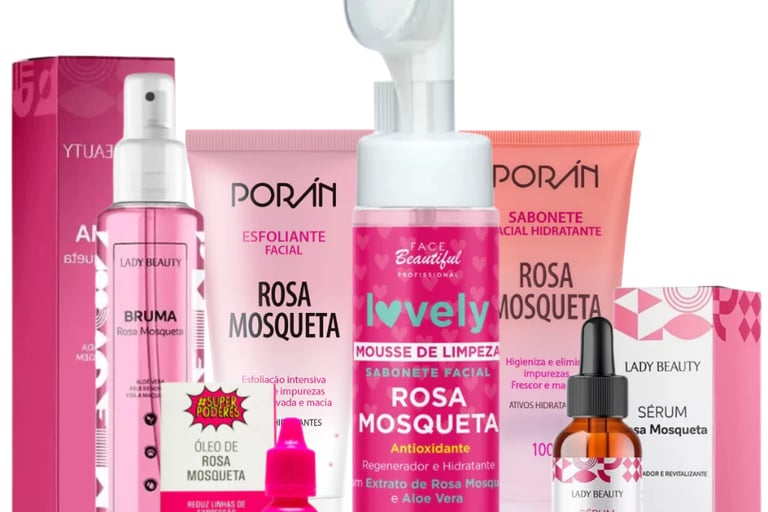 kit skincare rosa mosqueta completo presente de autocuidado feminino