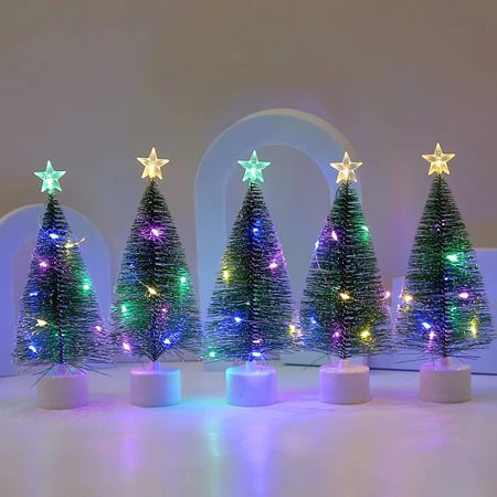 Mini Árvores de Natal com Luz LED na shopee