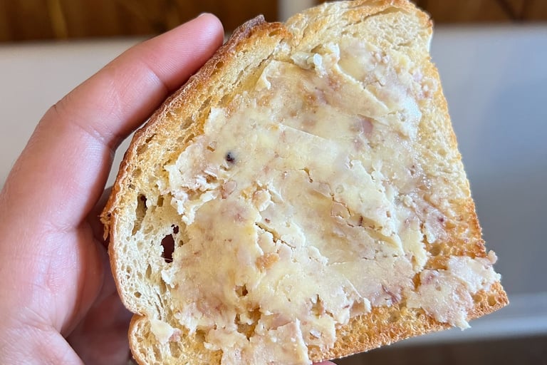 Bone Marrow Butter spread on sourdough bread