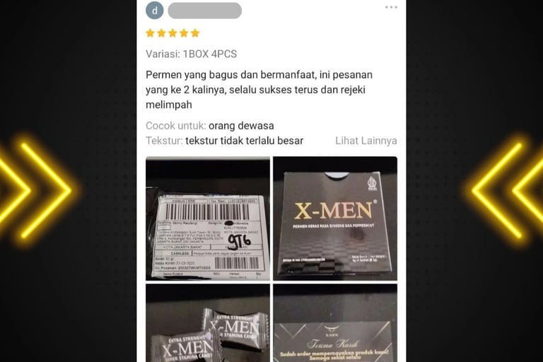 Testimoni konsumen permen xmen atau permen x-men.