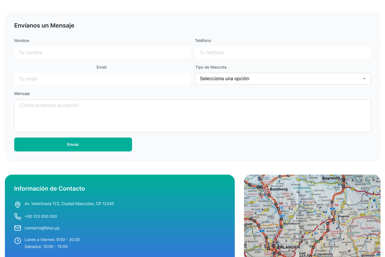 Antes rediseño veterinaria UX/UI - Desarrollo