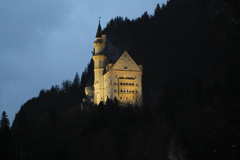 Neuschwanstein Castle in Winter at night