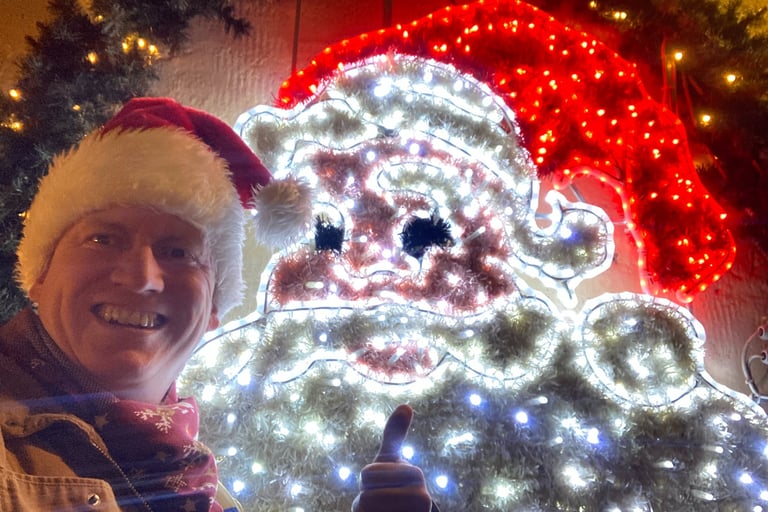 Santa in Valkenburg Christmas market caves